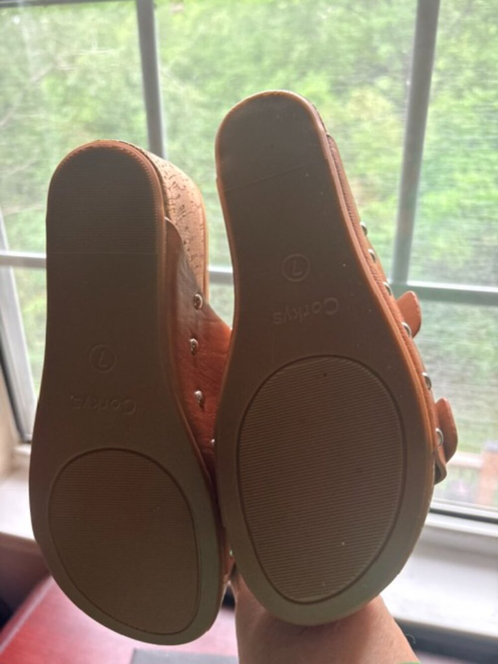 Boutique by Corkys Cognac Double Strap Cork Wedge Sandals – Women’s Size 7 - Picture 4 of 4